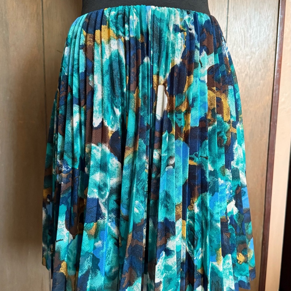 Vintage Studio 253 Blue Pleated Skater Skirt